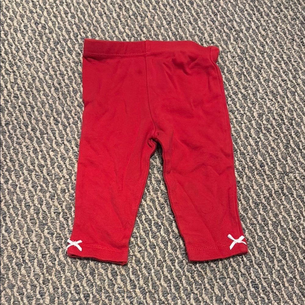 Red Kids Leggings with Bow Accents
